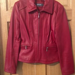 Ladies Kenneth Cole Red Leather Jacket